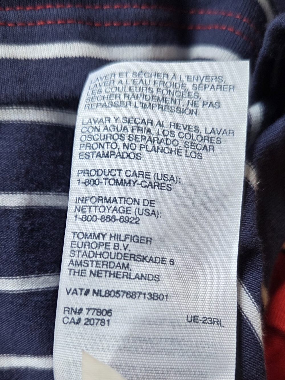 Tommy Hilfiger Red, White & Blue Striped V-Neck Short-Sleeve Shirt Size M - Picture 8 of 8